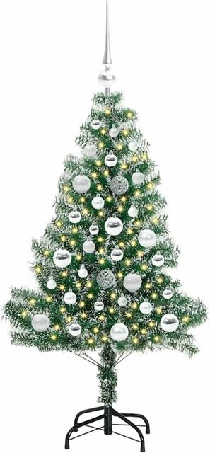 vidaXL Künstlicher Weihnachtsbaum Beschnit mit LED Licht, Grün-Weiß, Höhe: 120 cm - Bild 1