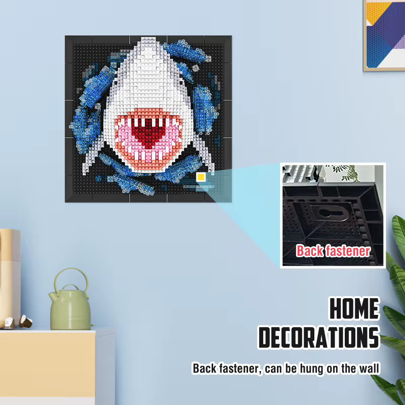 CONUSEA 3D Shark Kopf Bausteine, Tiere Wandbild, Wand Dekor - Bild 6