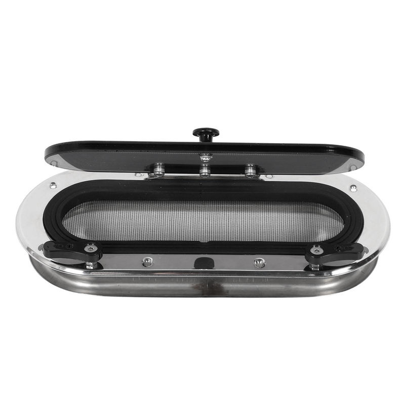 VehicleKit Bootspolare aus Edelstahl mit grau getöntem Glas und Innenöffnung, oval, Silber/Grau, Durchmesser: 34,5 cm - Bild 7