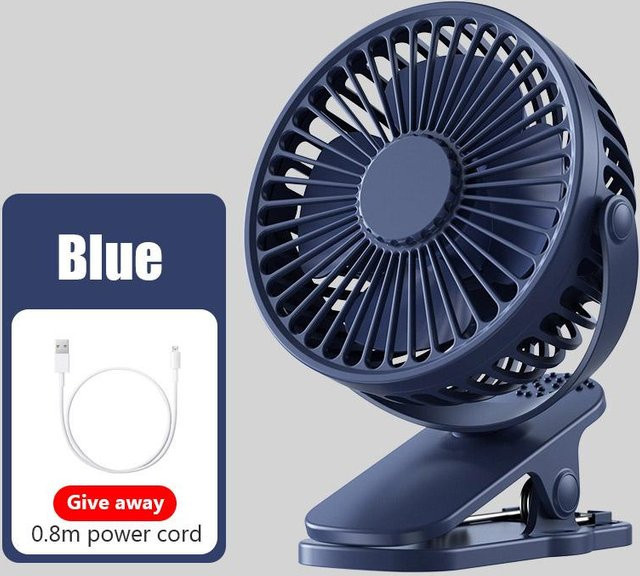 BC Electrical Appliances Tragbarer Mini-Handclip-Ventilator mit USB-Aufladung in Blau - Bild 1