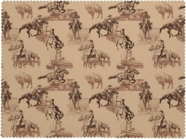 Waschbare Tischdecke JMG Household Supplies im Vintage Rodeo Cowboy Design, Beige, B/B: 140 x 140 cm - Bild 1