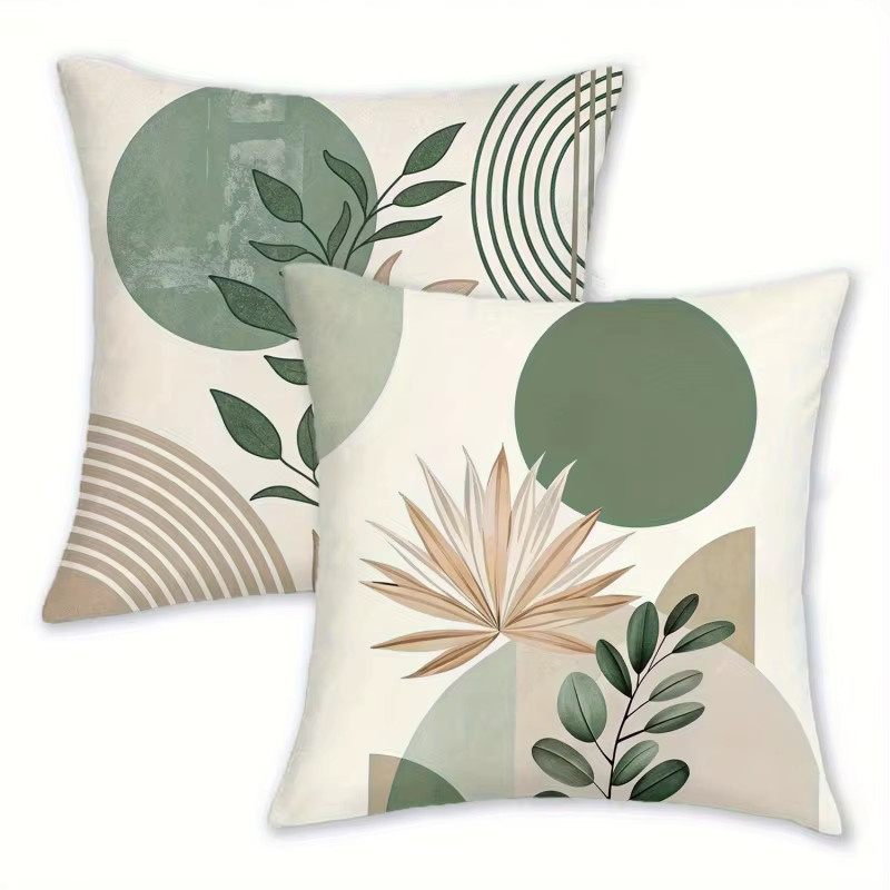 VIKAMA Moderner Kissenbezug mit abstraktem Pflanzenmuster in Multicolour, quadratisch, B/T/H: 40 x 40 x 40 cm - Bild 2