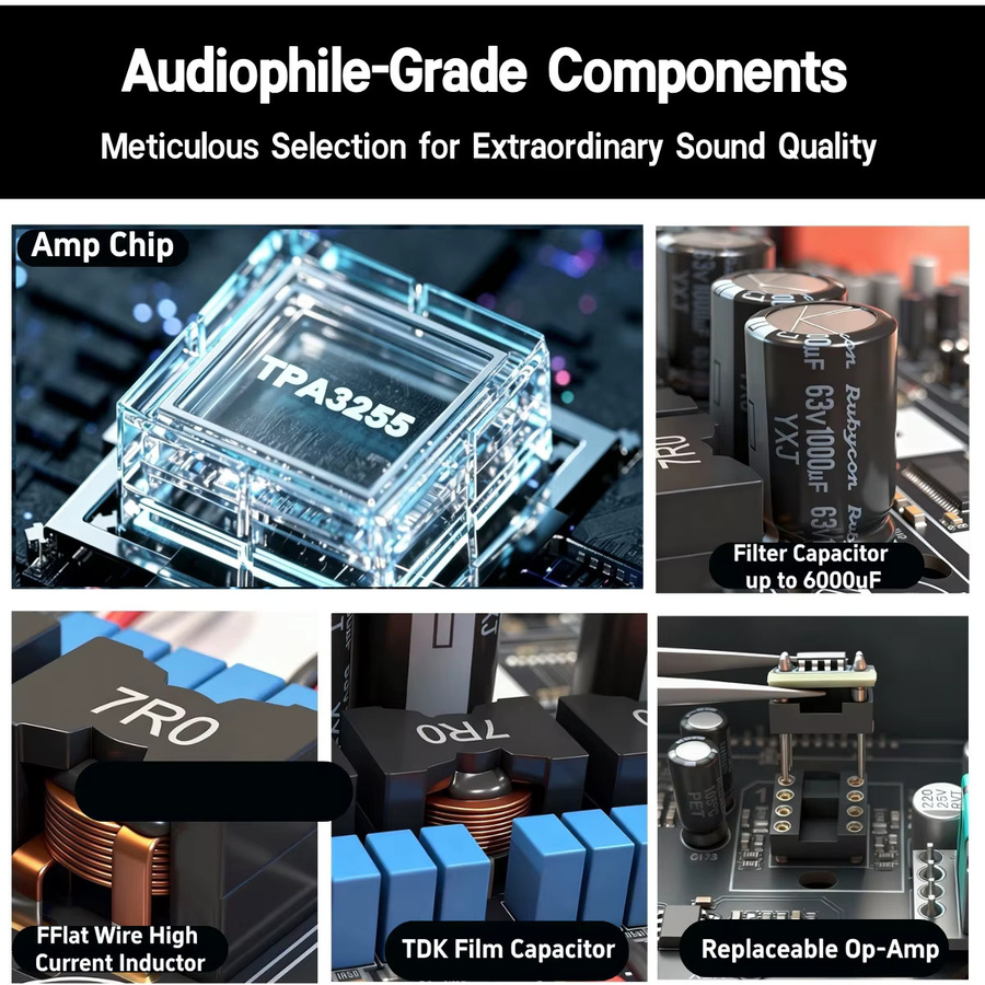 3e Audio A7 Class D HiFi-Leistungsverstärker TPA3255 Dual Core PFFB Desktop-Digitalverstärker in Schwarz - Bild 2