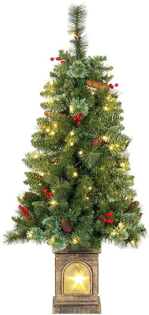 HOMCOM Weihnachtsbaum aus Kunststoff und Metall in Grün mit warmweißer LED-Beleuchtung, H x B x T: 120 x 56 x 56 cm - Bild 1