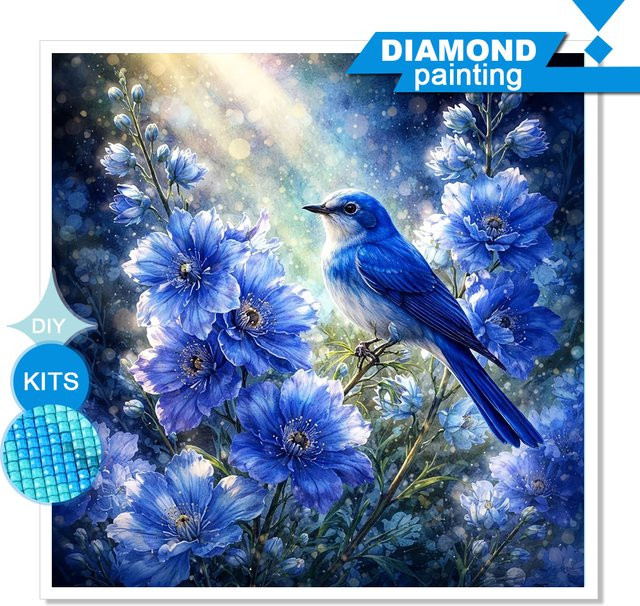 Huacan Diamond Painting Set mit Blumen- und Tiermotiv zur Wanddekoration - Bild 1