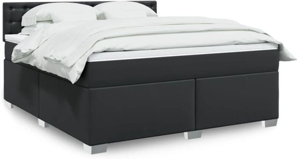 Vidaxl Boxspringbett mit Matratze in Schwarz aus Kunstleder B/T/H: 180 x 200 x 100,5 cm - Bild 1