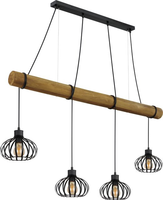 Hängeleuchte CALDWELL von GLOBO Lighting in Schwarz und Holz, höhenverstellbar - Bild 1
