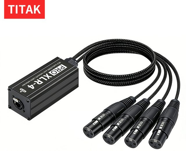 TITAK 4-Kanal XLR auf RJ45 Verlängerungskabel für Audio und DMX über Cat5e/Cat6, Schwarz - Bild 1