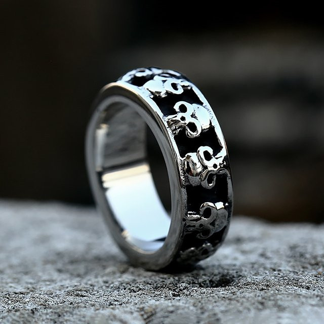 NORTHMAN Ring, Edelstahl, Silber, Schädel, Unisex - Bild 1