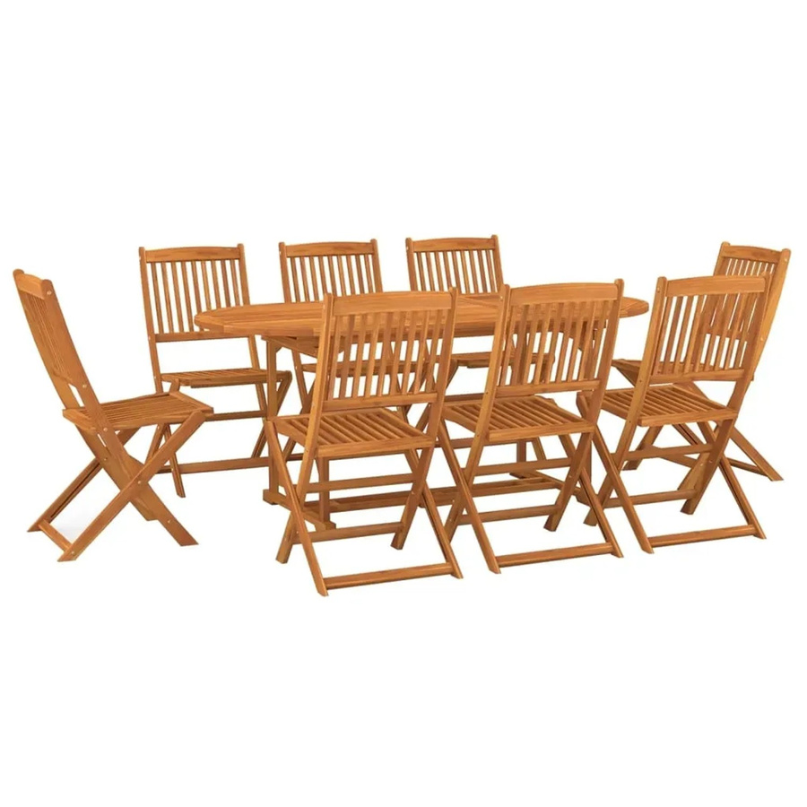vidaXL 9-teilige Garten-Essgruppe aus Akazien-Massivholz in Braun, B/T/H: 180 x 90 x 75 cm - Bild 2