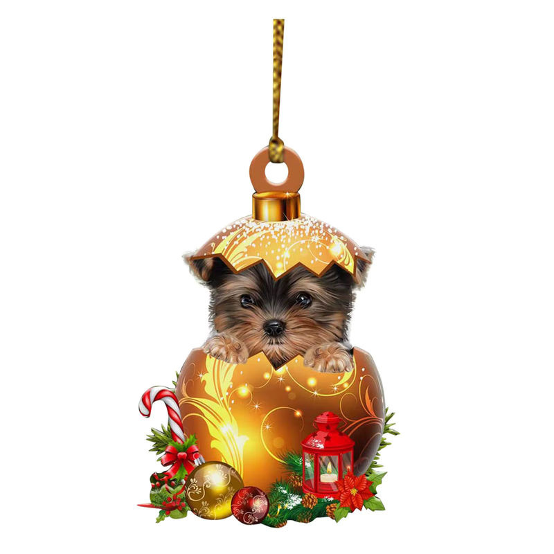 Goldene Weihnachtsbaumkugeln aus Acryl in Eiform als hängender Christbaumschmuck mit Tier-Motiven - Bild 2