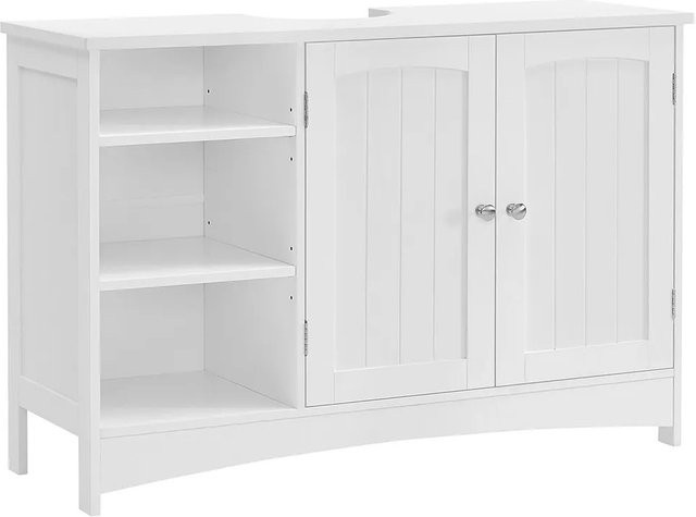 Vasagle Waschbeckenunterschrank für das Badezimmer in Weiß mit Rillen-Design, B/T/H: 90 x 30 x 60 cm - Bild 1