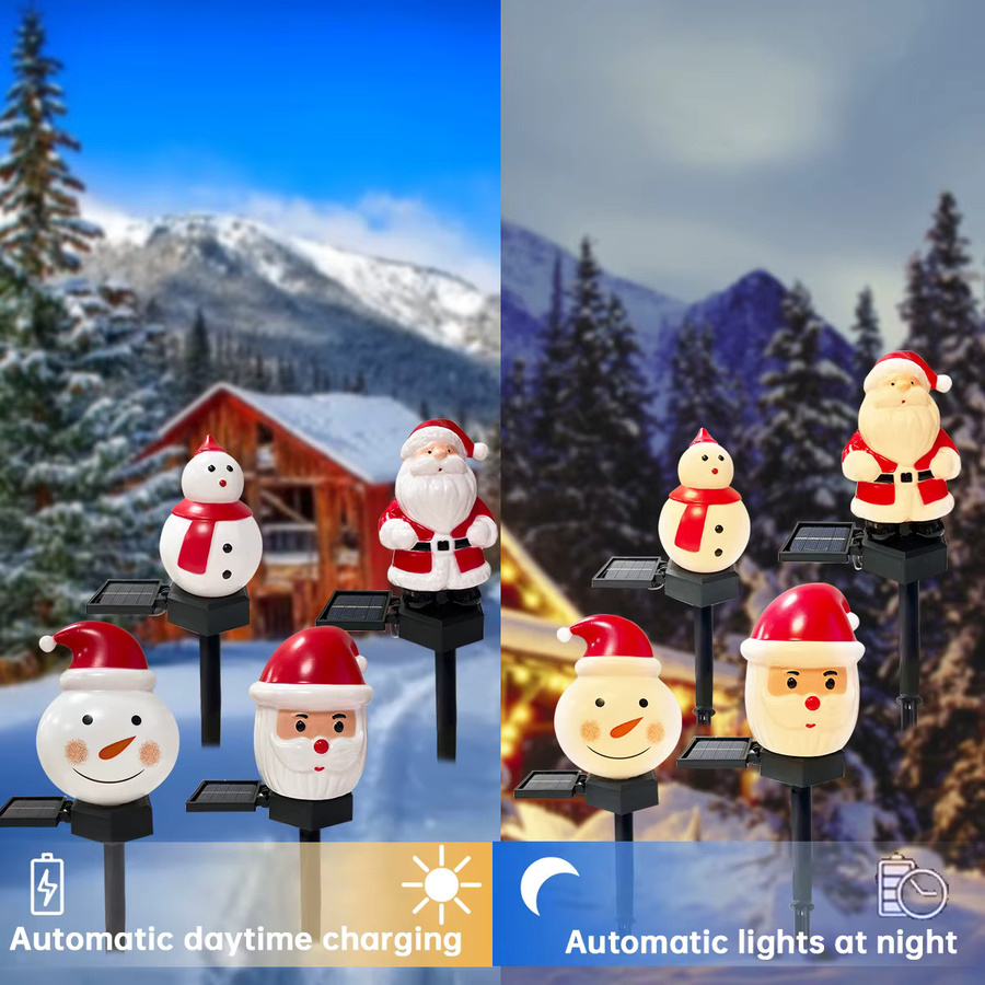 Peach Forest Solar Gartenstecker Weihnachten Santa Claus und Schneemann Wasserdicht für Außenbereich, Mehrfarbig - Bild 4