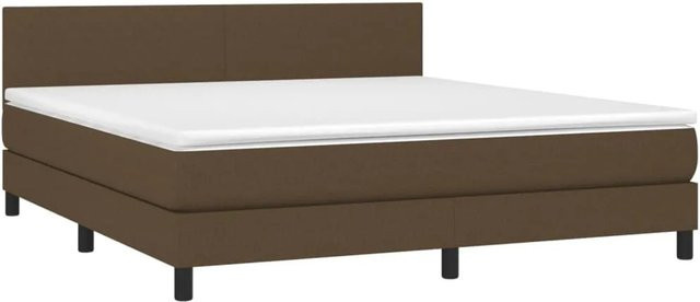 vidaXL Boxspringbett mit Matratze und LED-Unterbettbeleuchtung in Dunkelbraun, Hybridbett mit USB-Ladeport und Taschenfederkern, B/T/H: 180 x 200 x 78 cm - Bild 1