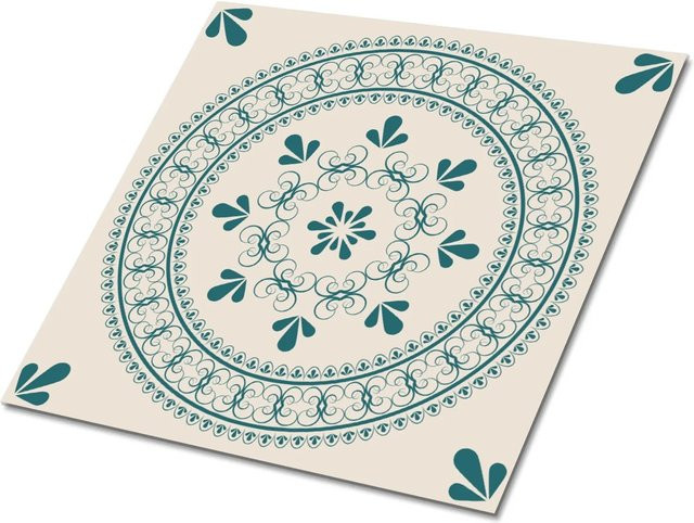 Tulup Selbstklebende Vinyl Bodenfliesen Set mit orientalischem Motiv in Grün und Multicolour, 9er Set, B/B: 30 x 30 cm - Bild 1