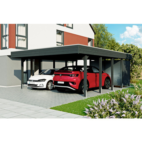Skan Holz Doppelcarport Friesland Set 14 mit Abstellraum Anthrazit Schwarz B/T: 557 x 708 cm - Bild 4