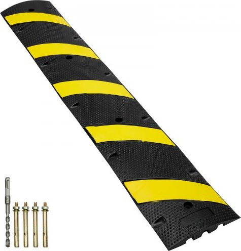 VEVOR 2-Kanal-Kabelschutzrampe aus Gummi in Schwarz-Gelb, B/H/T: 183 x 30 x 4,5 cm, Überfahrschutz mit 10000 kg Tragfähigkeit und Anti-Rutsch-Design - Bild 1