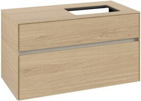 V&B Waschtischunterschrank Collaro in Nordic Oak mit Waschbeckenanschluss rechts, B/T/H: 100 x 54,8 x 50 cm - Bild 1