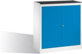 C+P Werkzeug-Beistellschrank mit Drehtüren, 2 Böden und Schublade, Front Lichtblau, Korpus Lichtgrau, H: 102,0 cm, B: 94,0 cm, T: 50,0 cm - Bild 1