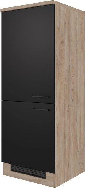 Flex-Well Küchen-Geräteumbauschrank Capri Schwarz Matt mit Eichenoptik, B/H/T: 60 x 161 x 60 cm - Bild 1