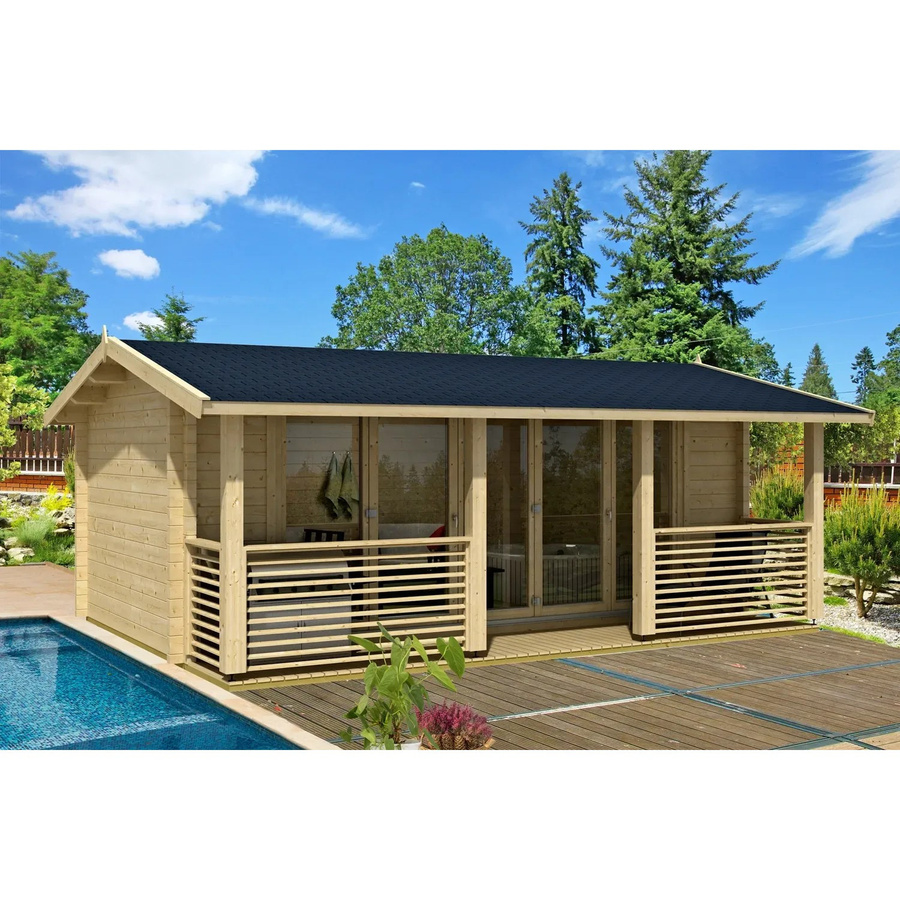 Lasita Maja Blockbohlenhaus Lyndhurst Gartenhaus naturbelassen braun B/H/T: 610 x 244,8 x 460 cm - Bild 2