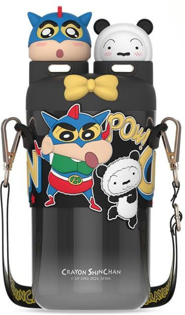 Crayon Thermoskanne mit Strohhalm für Kinder, Wasserbecher mit großem Fassungsvermögen, 550 ml, erhältlich in Weiß, Schwarz, Rot und Mehrfarbig - Bild 1