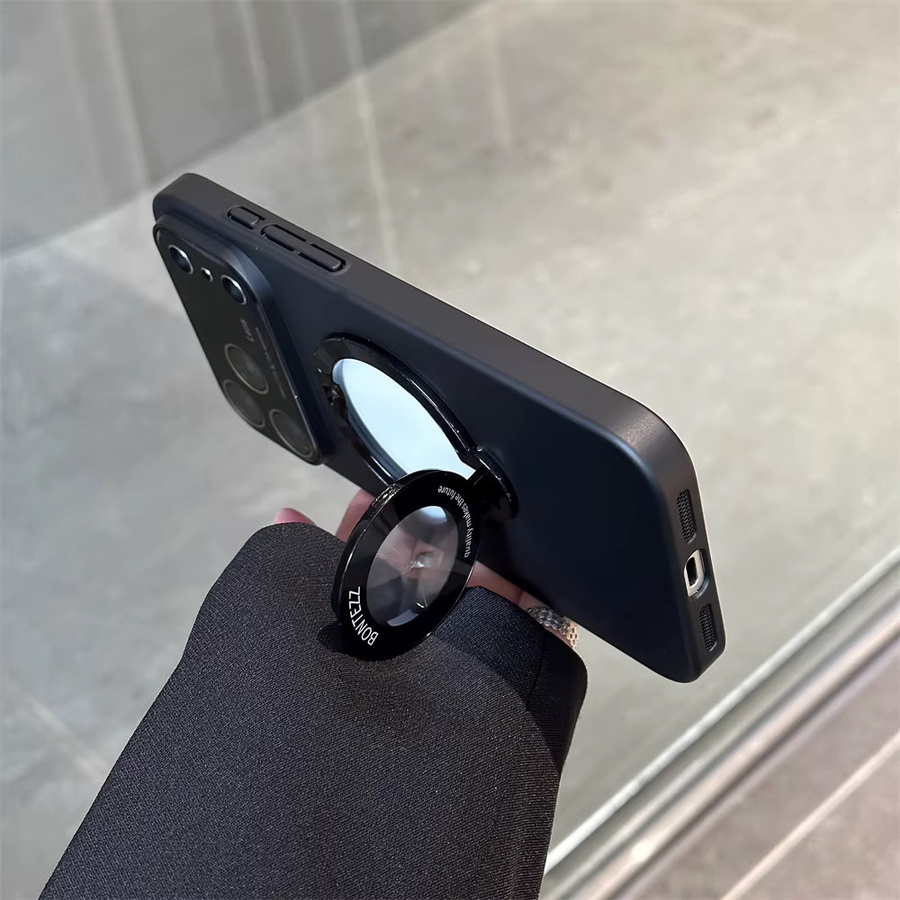Xeber Luxus Slim Matte MagSafe Handyhülle für iPhone 12 bis 17 Pro Max Plus mit integriertem Ständer und Kameraschutz in Purple - Bild 2
