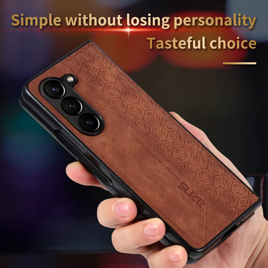 Samsung Galaxy Z Fold 7 Business Retro Leder Handyhülle in Schwarz, stoßfeste Bumper Back Cover für Galaxy Z Fold 6, Fold 5 und Fold 4 - Bild 2