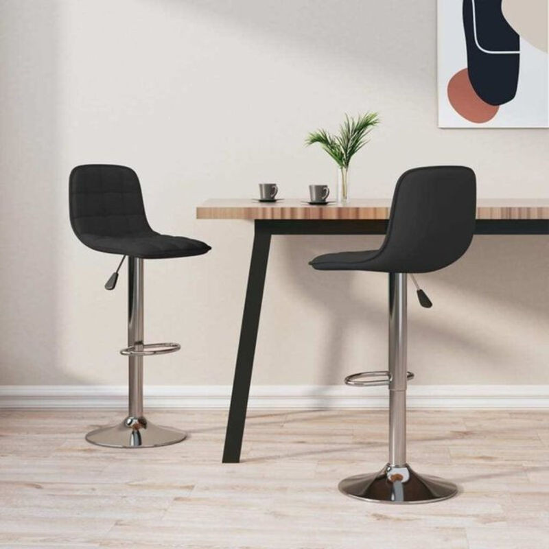 Set aus 2 Barhockern von vidaxl in Schwarz mit Stoffbezug und Chrom-Stahlgestell, Modern Design, Breite: 42,5 cm, Tiefe: 45 cm - Bild 1