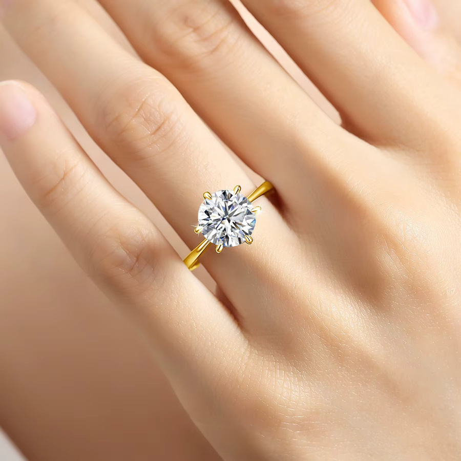 szjinao Moissanit-Ring, 14 Karat Gold gefüllt, 3CT, Unisex - Bild 2