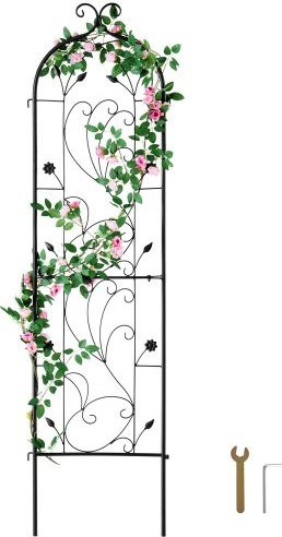 VEVOR Rankhilfe aus rostfreiem Metall in Schwarz, Rankgitter als Kletterhilfe für Gartenblumen, Kletterrosen und Gurken, B/H: 38 x 152 cm - Bild 1