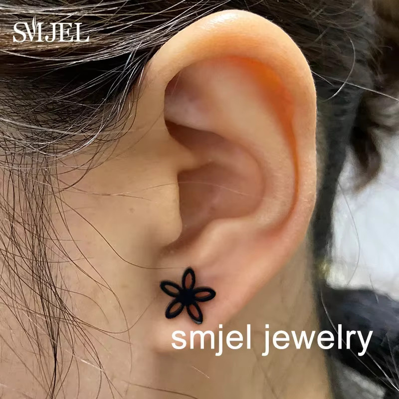 SMJEL Ohrstecker Edelstahl, Schwarz, Unisex - Bild 2