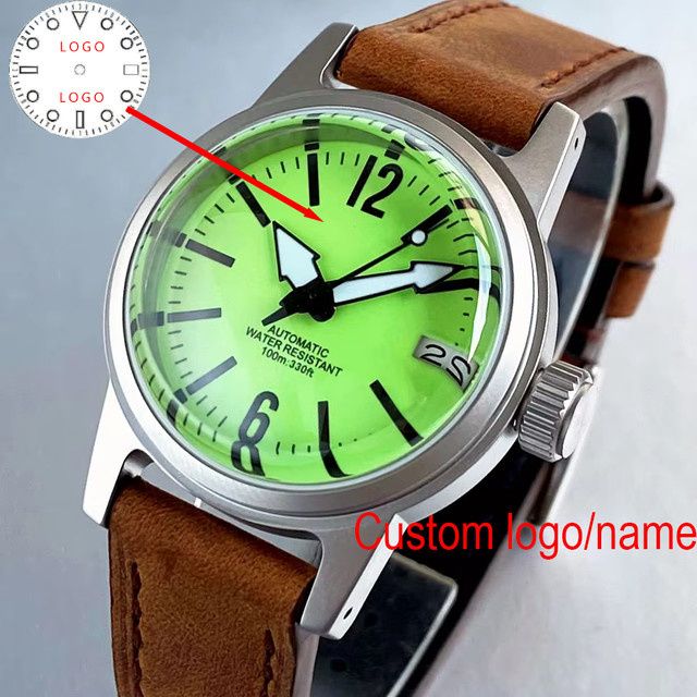 Tandorio Armbanduhr Automatik, Edelstahl, 36 mm, Grün, Leder - Bild 1