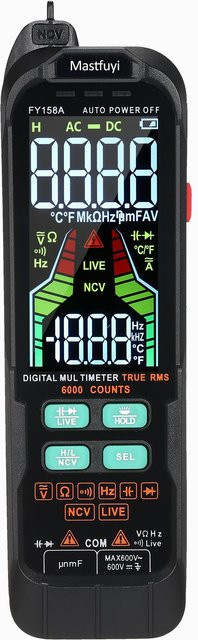 Mastfuyi FY159B Digitales intelligentes Multimeter, vollautomatisches tragbares Multimeter, Schwarz - Bild 1