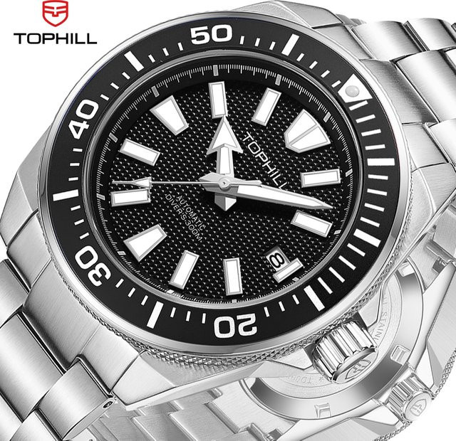 TOPHILL Armbanduhr, Automatik, Taucheruhr, Edelstahl, Saphirglas, Herren - Bild 1
