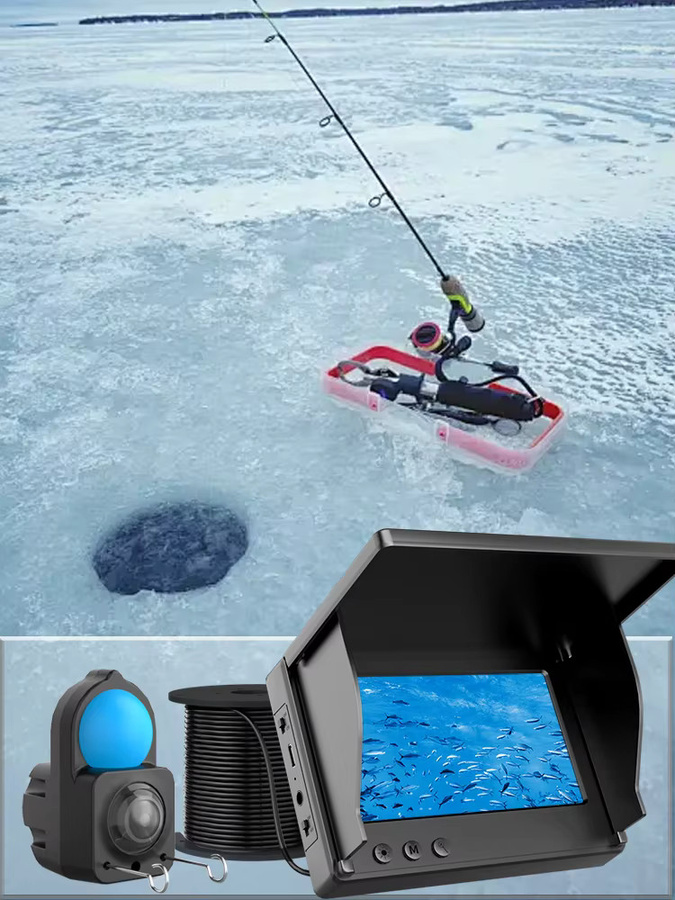 Tragbare Unterwasser-Angelkamera mit 4,3-Zoll-HD-Monitor und Nachtsichtfunktion in Schwarz für See-, Boot- und Eisfischen - Bild 7