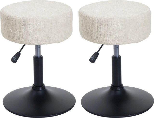 PROREGAL 2er-Set Sitzhocker höhenverstellbar und drehbar aus Chenille in Weiß, Durchmesser: 37 cm, Sitzhöhe: 45-57 cm - Bild 1