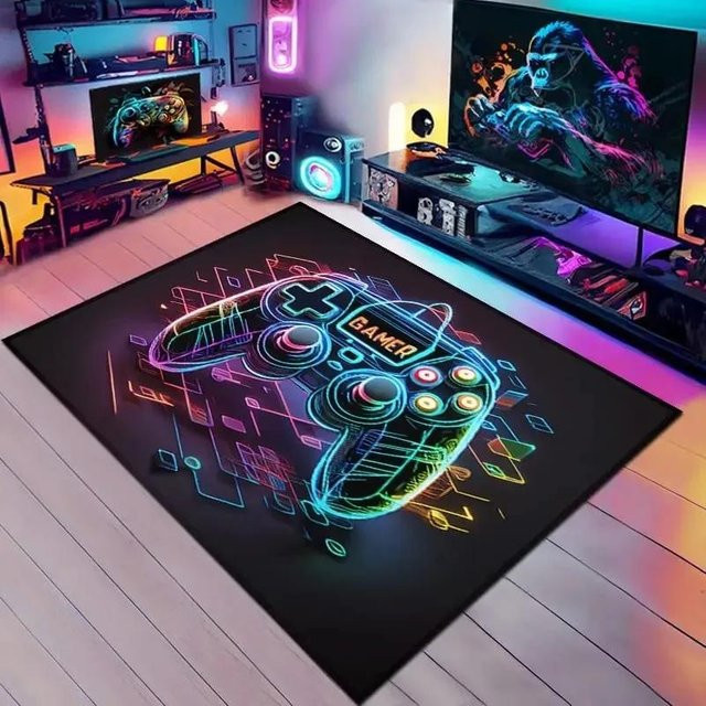Karpetti 3D Spielteppich mit Controller-Design für das Kinderzimmer, rutschfeste Bodenmatte in Mehrfarbig, B: 60 cm, T: 90 cm - Bild 1