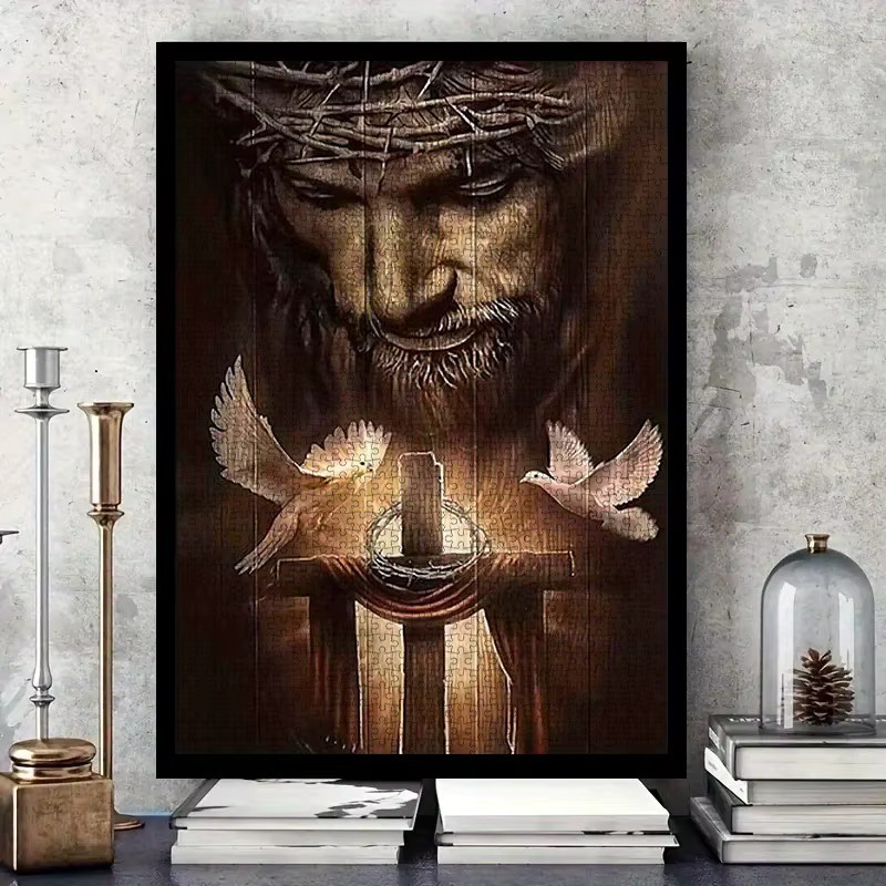 AZNM DIY-Papierpuzzle, Jesus-Porträt, Friedenstaube, 1.000 Teile - Bild 3