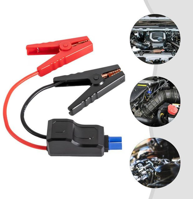 12V Starthilfe Krokodil Clips mit EC5 Stecker und USB-C Anschluss für Auto und Lkw in Rot - Bild 1