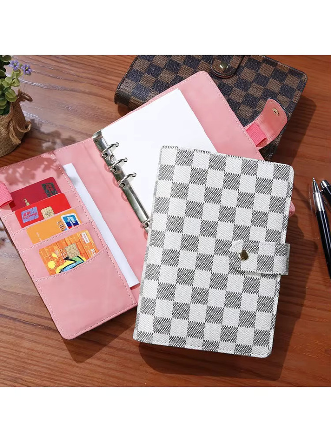 KUNLUO A6 Macaron Notizblock aus Leder mit kariertem Design in Braun - Bild 5