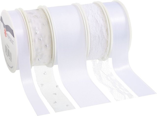 Weißes Geschenkband Hochzeit aus Polyester von PRÄSENT
