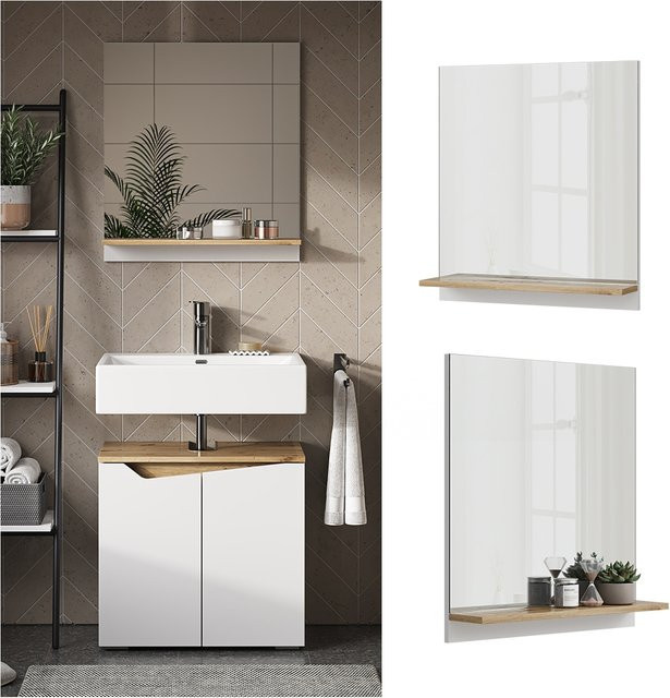Vicco Badspiegel Marelle moderner Wandspiegel mit Ablage, eckig, B: 60 cm, H: 67 cm - Bild 1