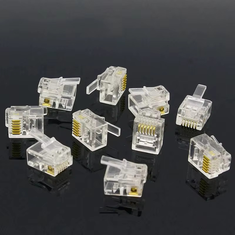 ELECAPITAL RJ11 6P6C Modular Jack Netzwerk Stecker 6 Pin in transparent, 50 Stück im Karton - Bild 3
