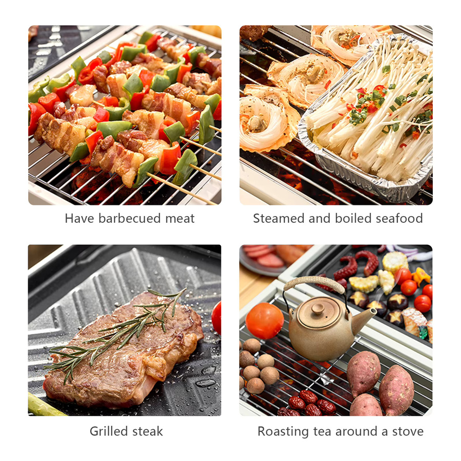 BISINNA Camping-Grill, multifunktionaler tragbarer Holzkohlegrill in Weiß, B/T/H: 49,8 x 38,0 x 38,0 cm - Bild 6