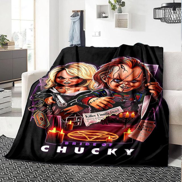 Yun Heng Four Braut von Chucky Decke aus weichem Flanell Polyester, Schwarz, B: 130 cm, T: 150 cm - Bild 1