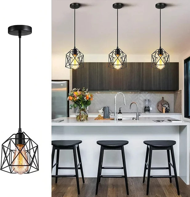 TRAZOS Pendelleuchte in Schwarz, minimalistisches Design aus Metall mit E27 Fassung für Esszimmer, Küche oder Flur - Bild 1