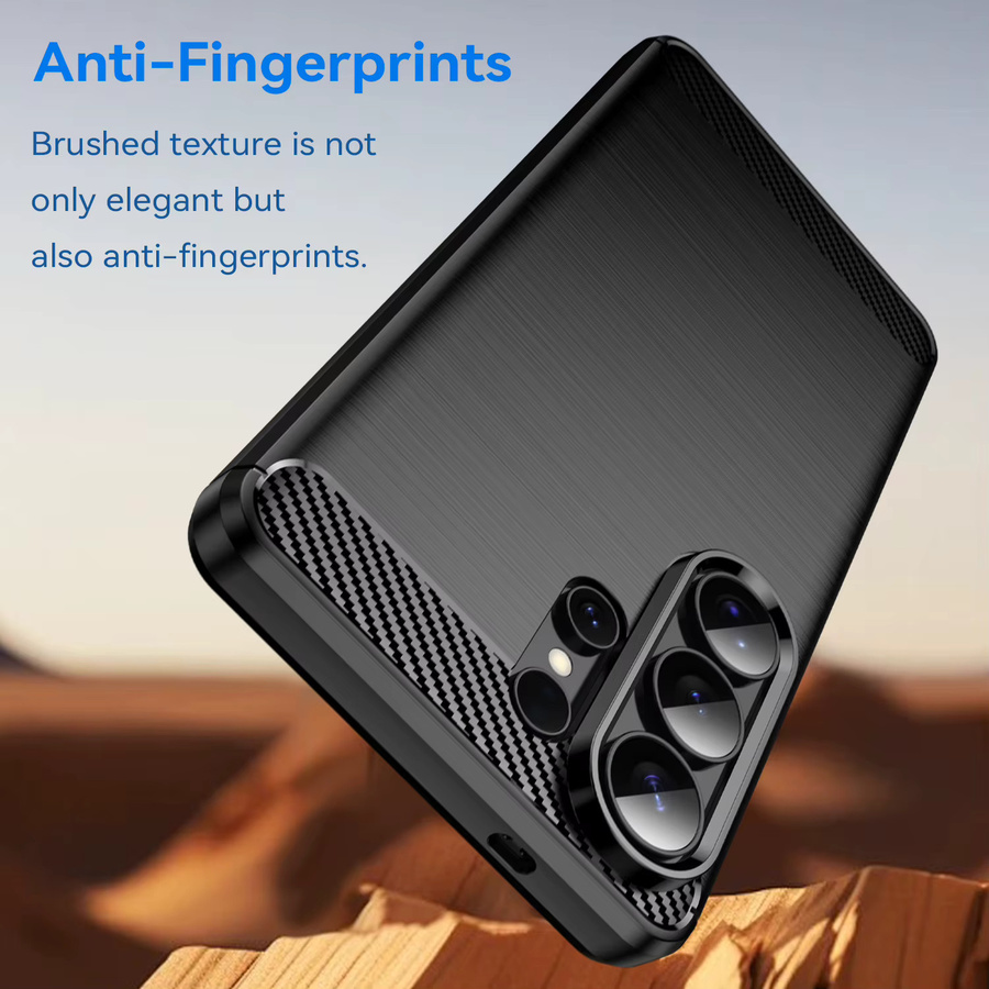 Samsung Galaxy S26 S25 S24 S23 Plus Ultra FE Schutzhülle aus Carbon Faser und weichem TPU Silikon in Schwarz - Bild 2