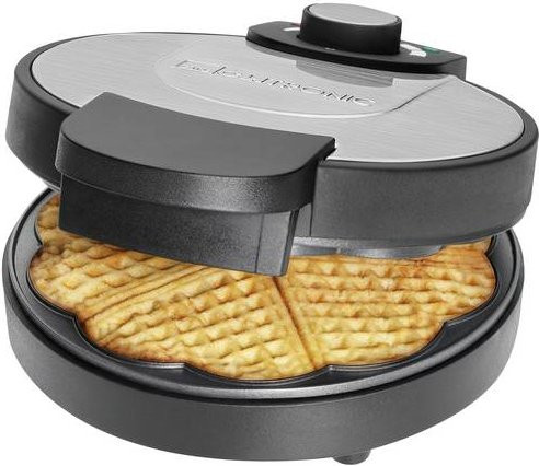 Clatronic WA 3492 Waffeleisen mit Antihaftbeschichtung aus Edelstahl in Schwarz für runde Waffeln mit Herzmuster - Bild 1