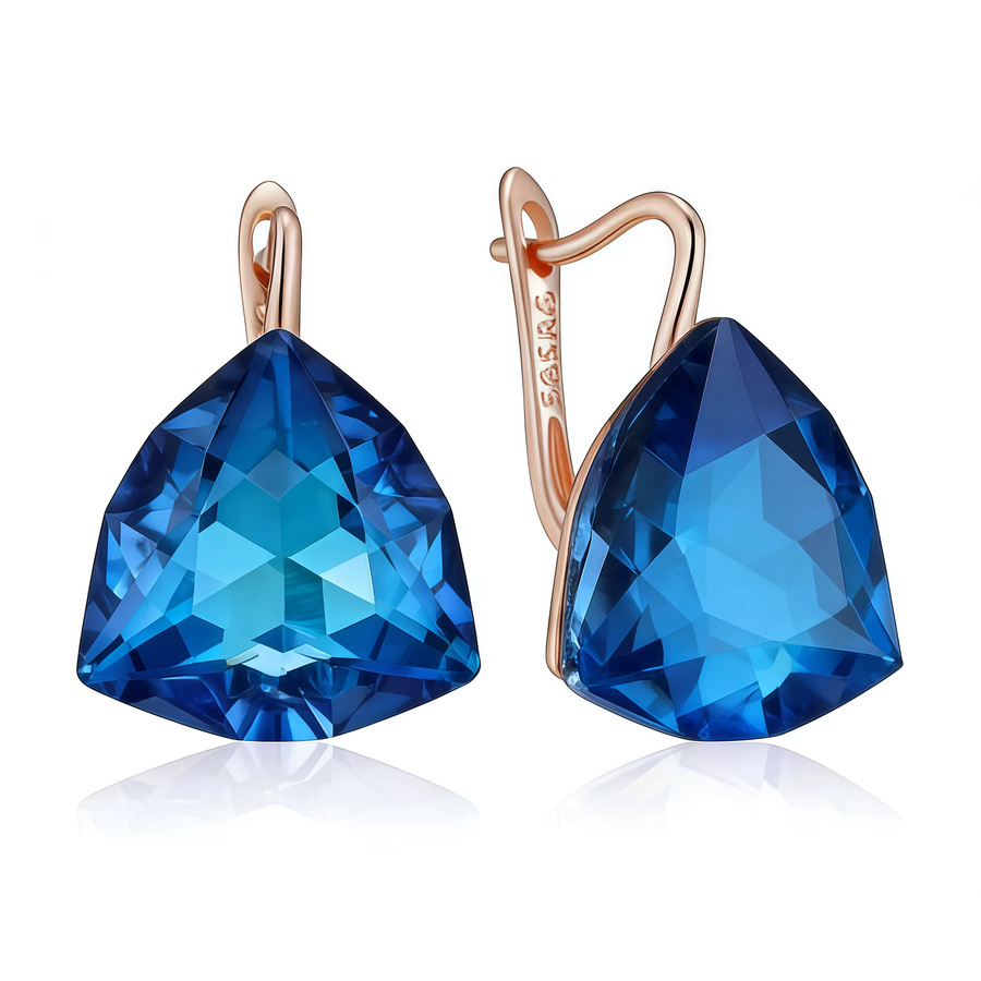 Wbmqda Tropfenohrringe, 585 Roségoldfarbe, blauer Stein, Zirkon, Damen - Bild 2
